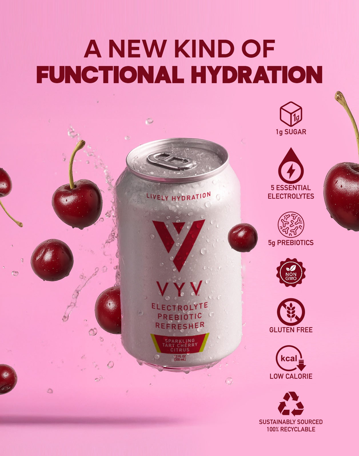 Tart Cherry Lemon Lime – VYV Prebiotic Electrolyte Drink – VYV